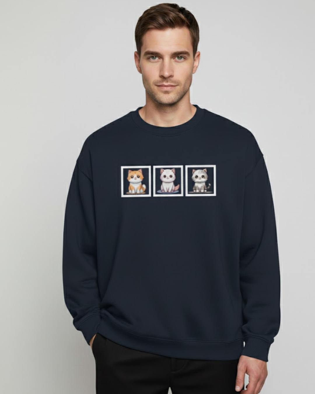 Triple Cat Frame Oversized Sweatshirt
