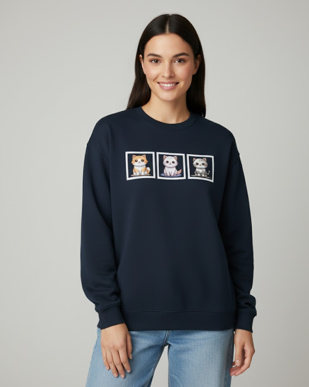 Triple Cat Frame Oversized Sweatshirt