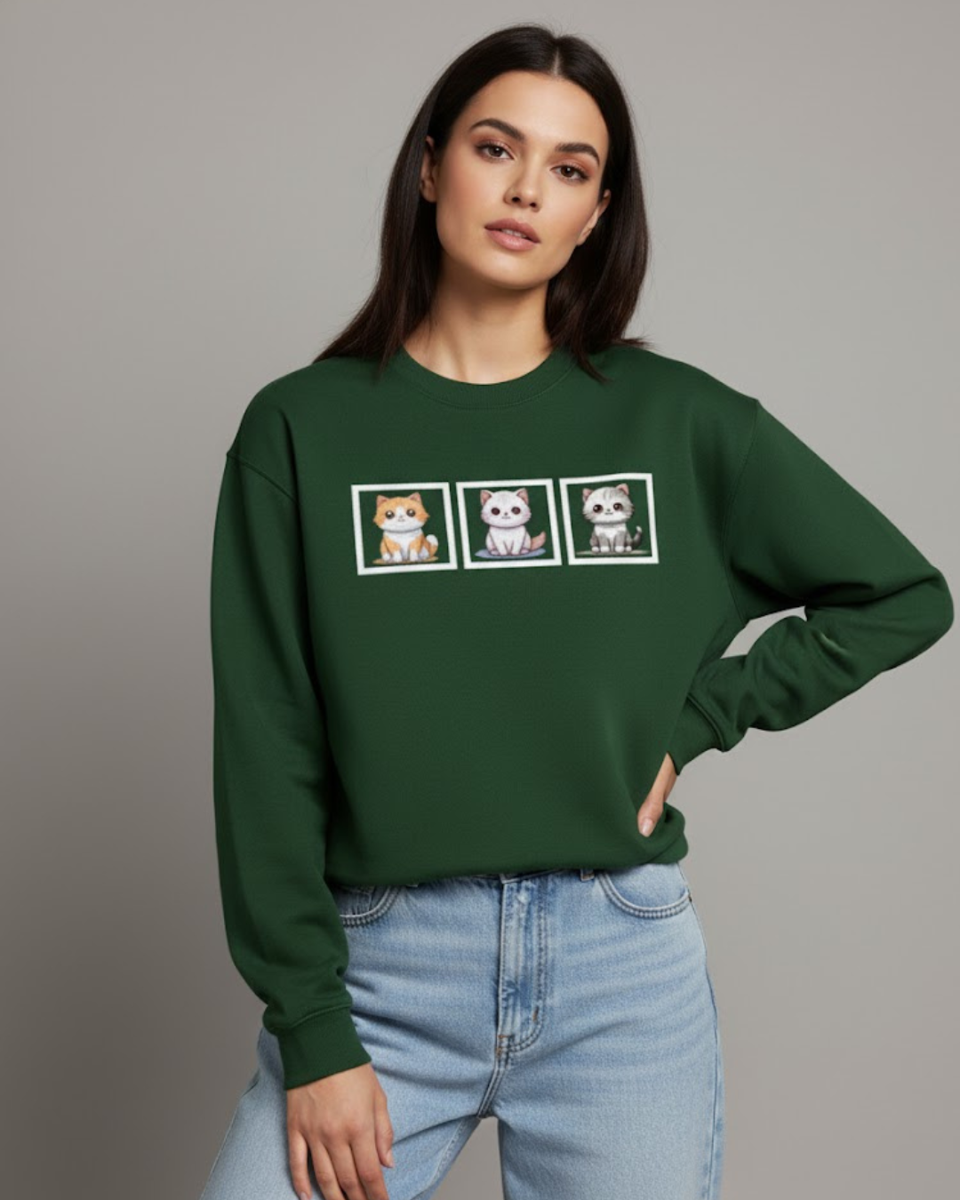 Triple Cat Frame Oversized Sweatshirt