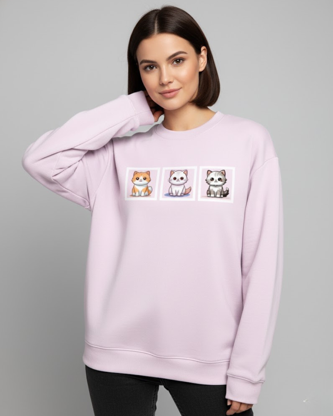 Triple Cat Frame Oversized Sweatshirt