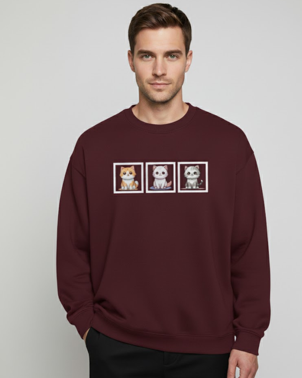 Triple Cat Frame Oversized Sweatshirt