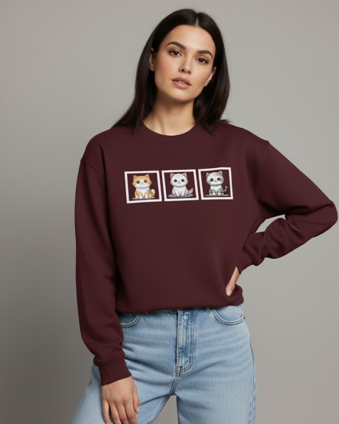Triple Cat Frame Oversized Sweatshirt